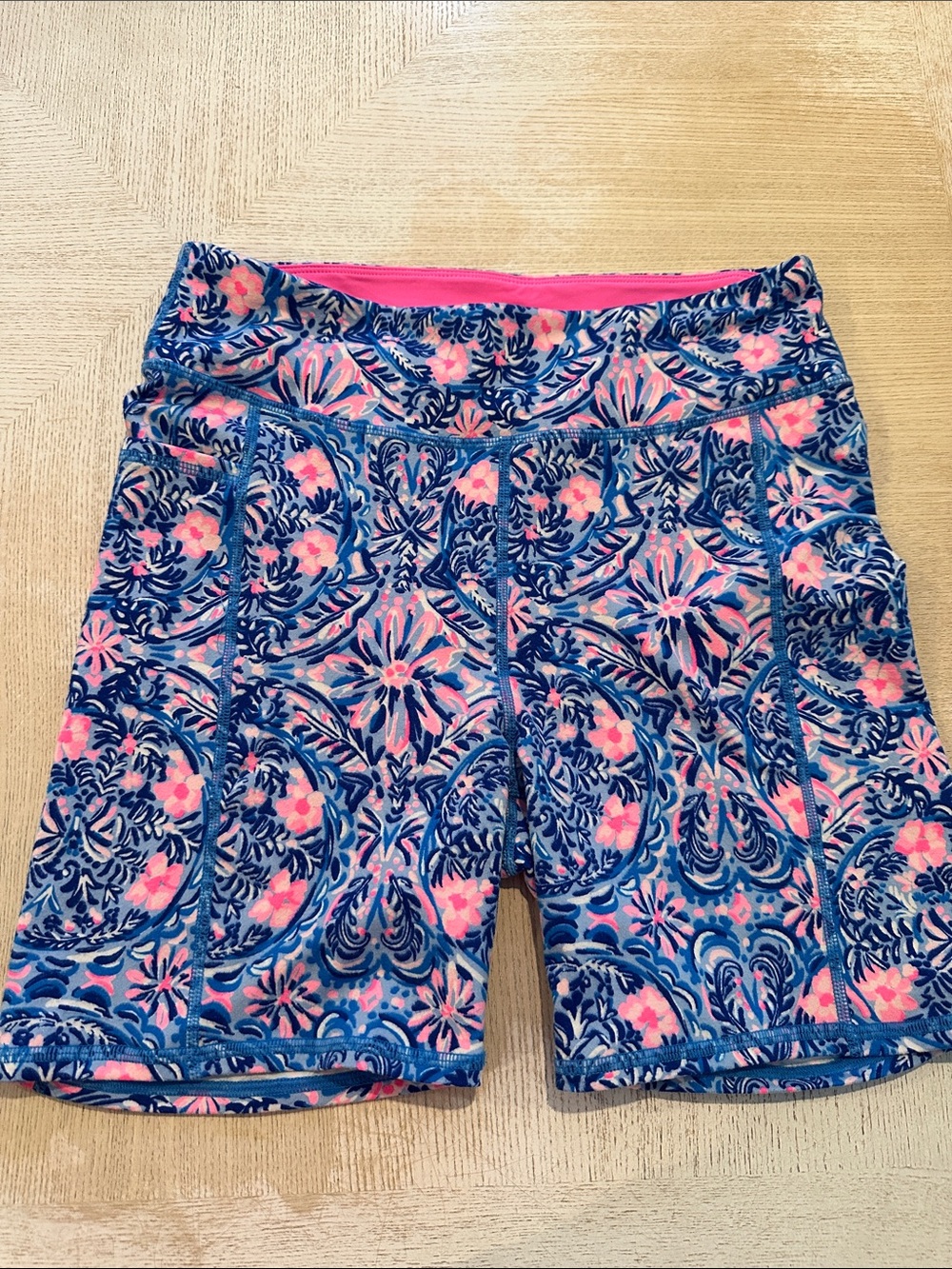 Lilly Pulitzer Blue and Pink Floral Bike Shorts